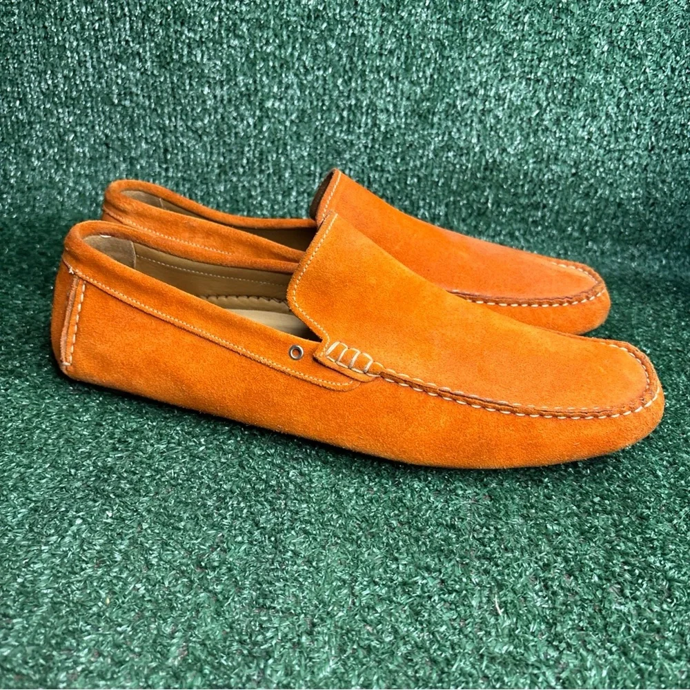 To Boot New York Driver Moc Loafer Size 12 Orange Suede Dress Shoes - Picture 1 of 12